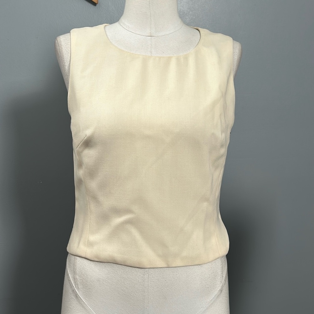 Tomasz Starzewski Wool Sleeveless Cream Cropped Top size vintage 6
